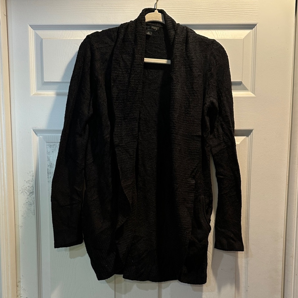 Barefoot Dreams Cozychic Lite Black Open Cardigan Sweater M Cozy Soft